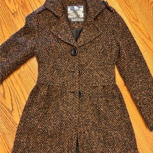 Kensie Women's Black and Brown Trench Coat